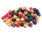 BEADS WOODEN 16MM ASST COLOURS PKT OF 100