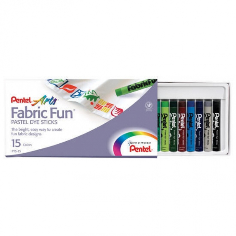 PENTEL FABRIC FUN PASTEL DYE STICKS SET OF 7 ASSORTED COLOURS