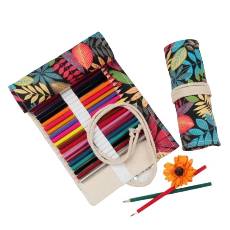 PENCIL WRAP HOLDS 24 PENCILS COLOURFUL LEAVES Jacksons Drawing Supplies