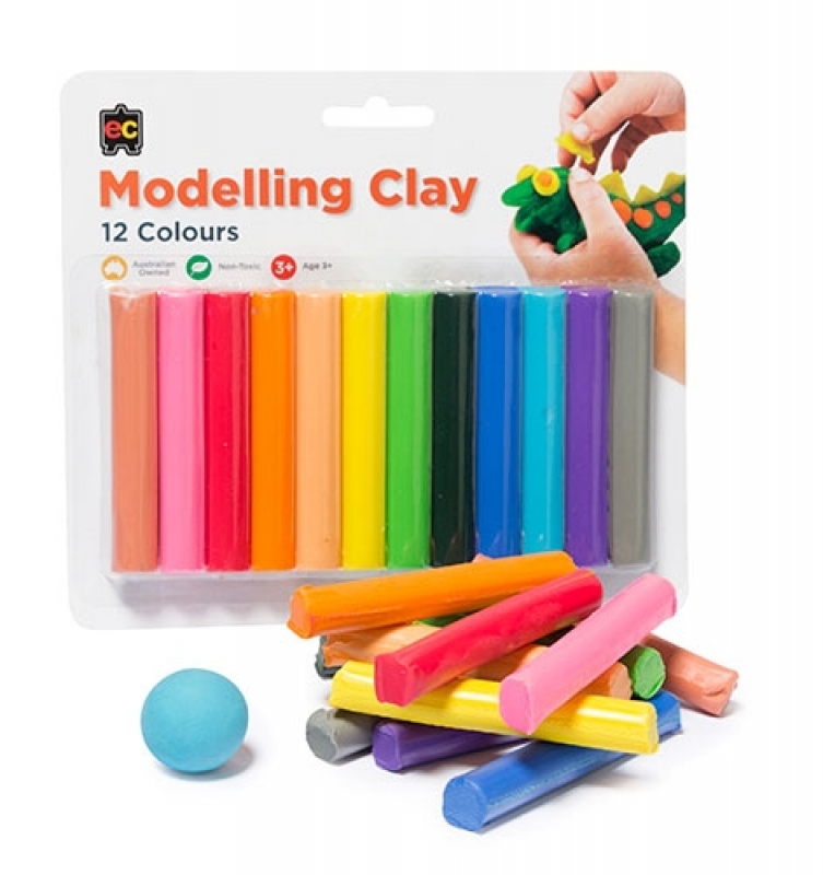 EC FUN CLAY PLASTICINE SET OF 12 Jacksons Drawing Supplies
